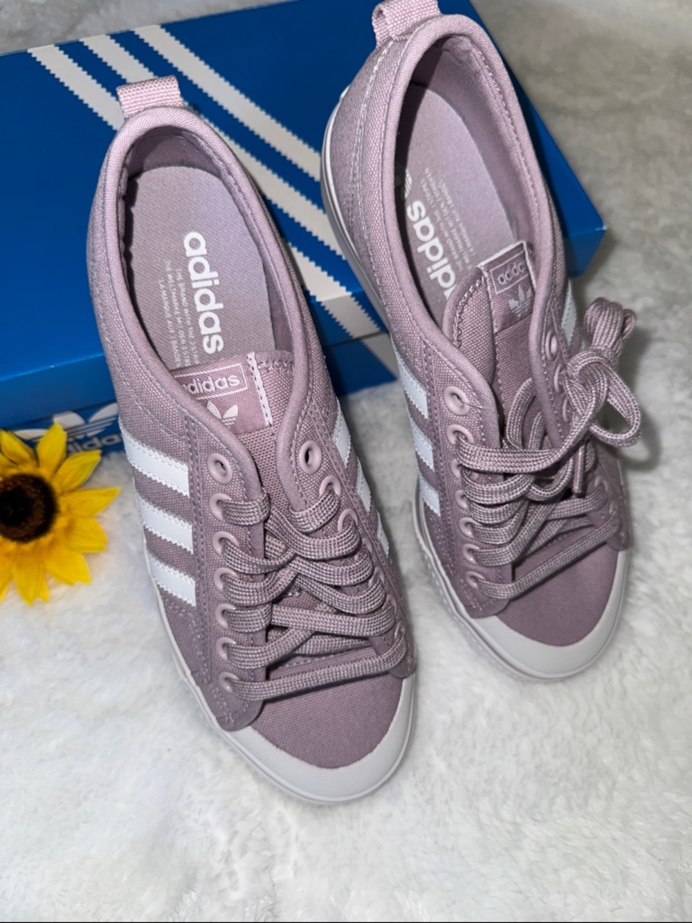 adidas Women's Dusty Lavender /Mauve Canvas Sneakers with White Stripes